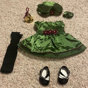 Bitty Baby Pleasant Company Green Poinsettia Christmas Holiday Set